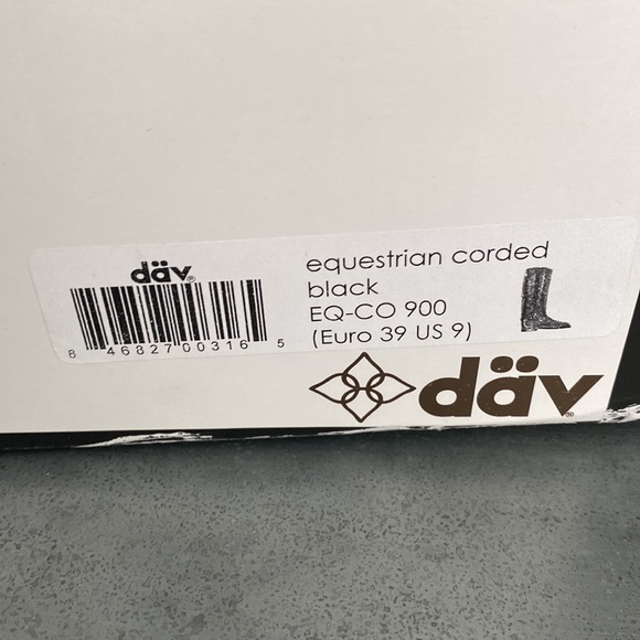 NEW IN BOX däv Black Equestrian Corded Weatherproof Boots / Sz 9 - Picture 9 of 9